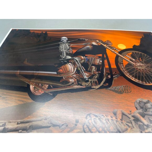 LE GM Harley Davidson motorcycle print artwork signed 22/50 skull 16x12" READ - Picture 5 of 9